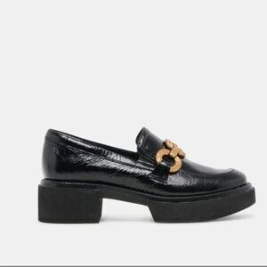 NEW DOLCE VITA Leather Sheena Midnight Patent Loafers in black for women 1125 3t
